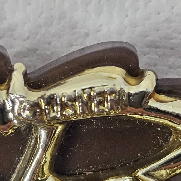 Lisner Oak Leaf Acorns brooch Dark Light Brown Gold Tone Metal Autumn Fall Pin - Picture 3 of 7